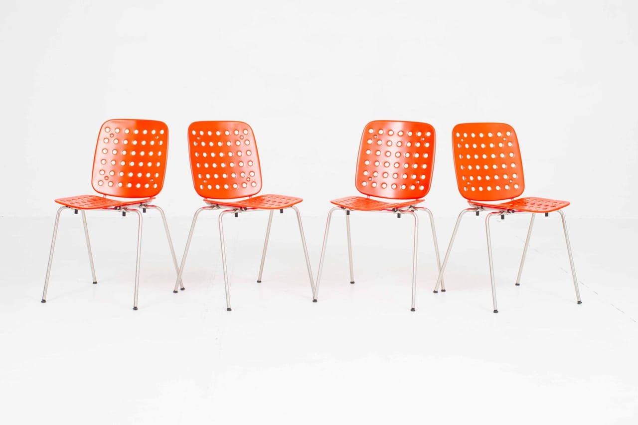 Seledue Gartenstuhl Modell AF/I von Hans Coray in Neonorange