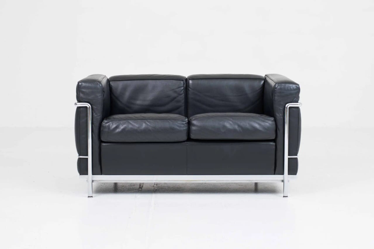Cassina LC2 2-Sitzer Sofa von Le Corbusier in schwarzem Leder - 2 Fauteuil Grand Confort