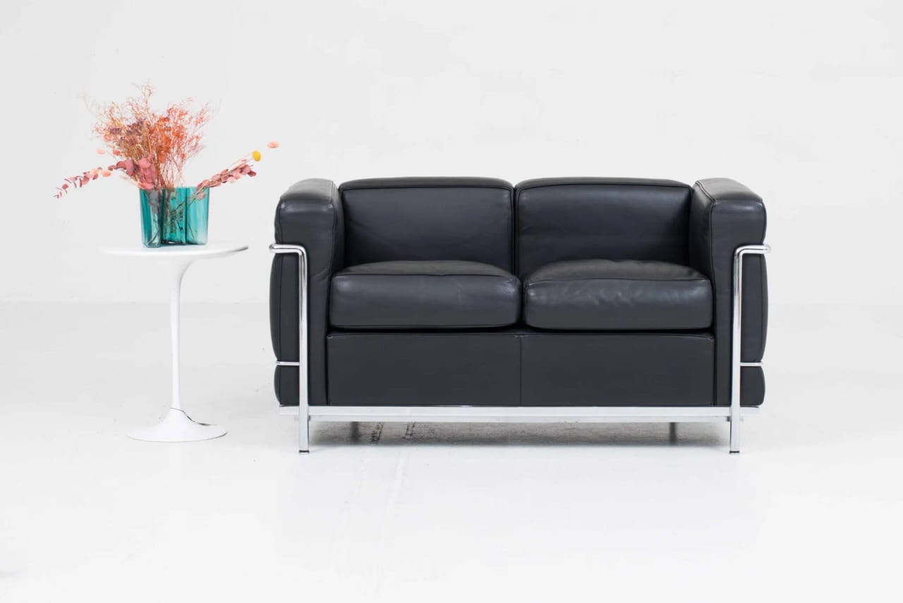Cassina LC2 2-Sitzer Sofa von Le Corbusier in schwarzem Leder - 2 Fauteuil Grand Confort