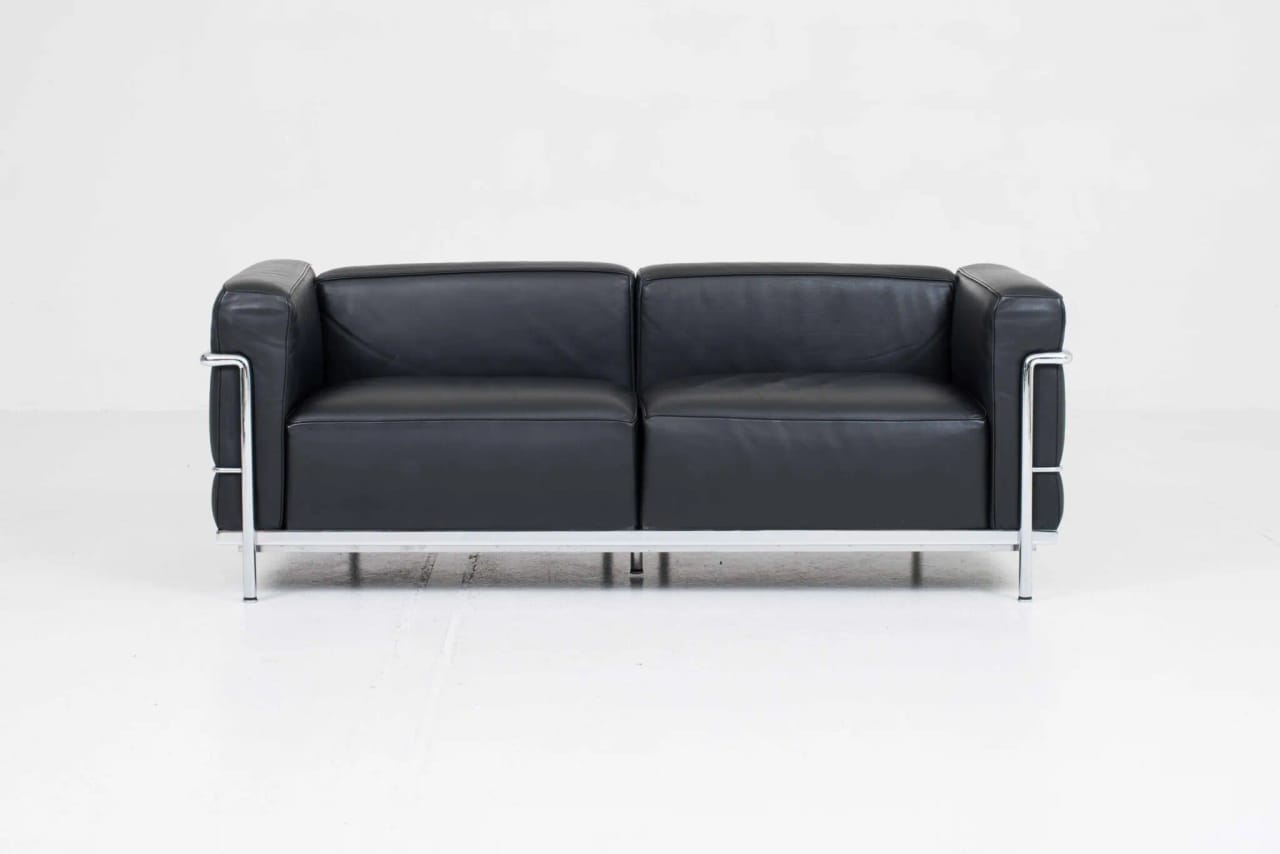 Cassina LC3 2-Sitzer Sofa von Le Corbusier in schwarzem Leder - 3 Fauteuil Grand Confort