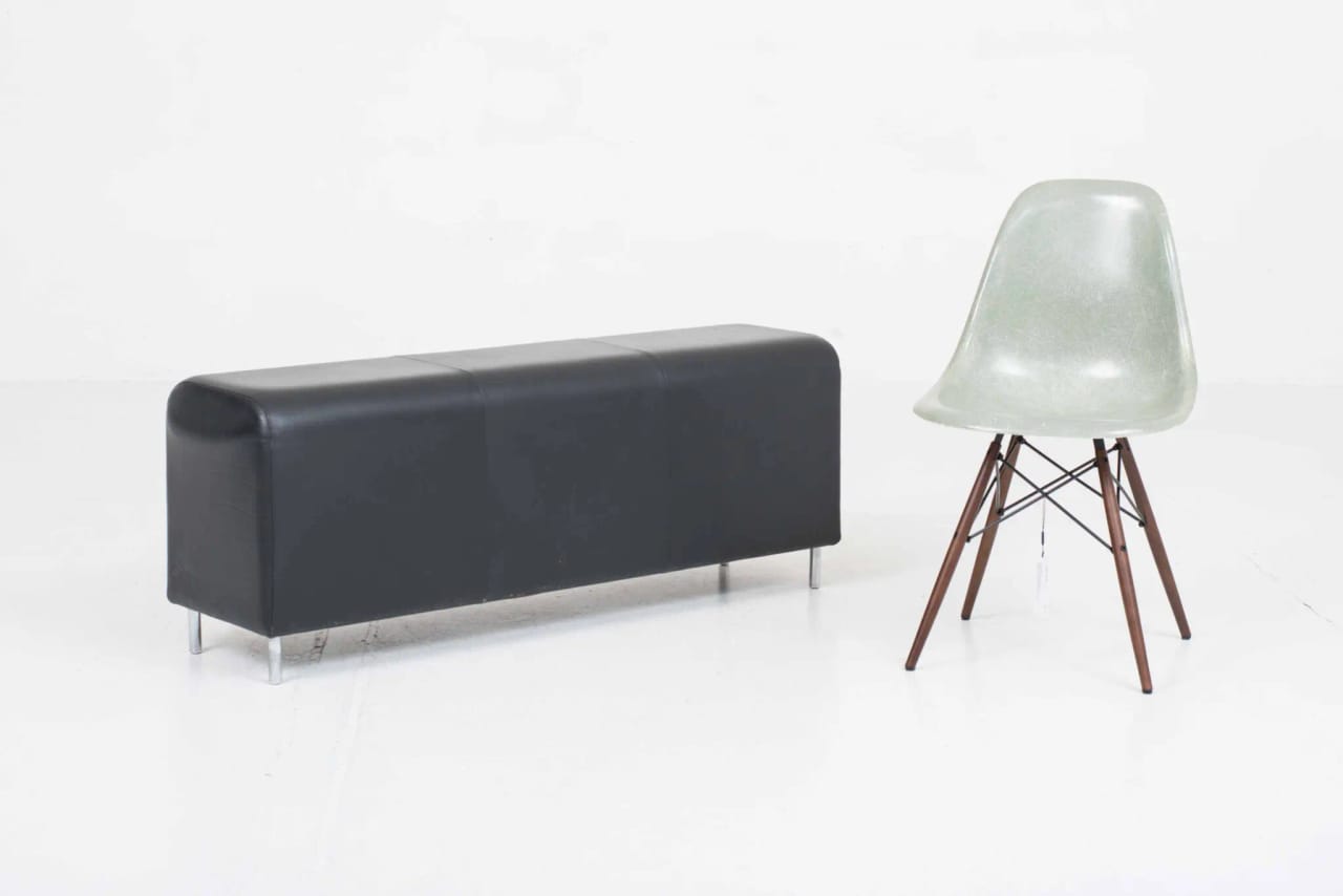 Vitra Bench III von Jasper Morrison in schwarzem Leder