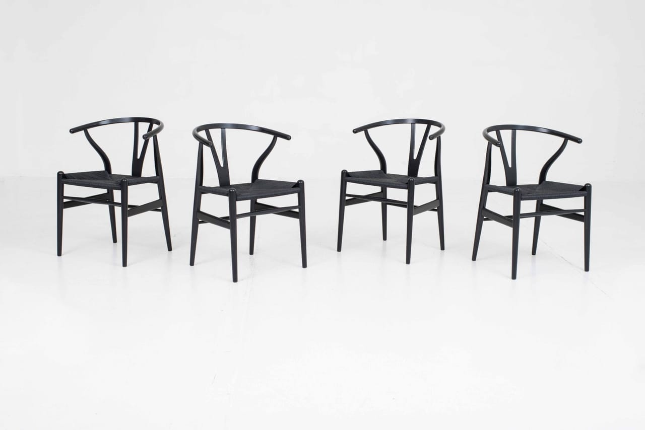 Carl Hansen & Søn Wishbone Stühle von Hans J. Wegner, im Viererset
