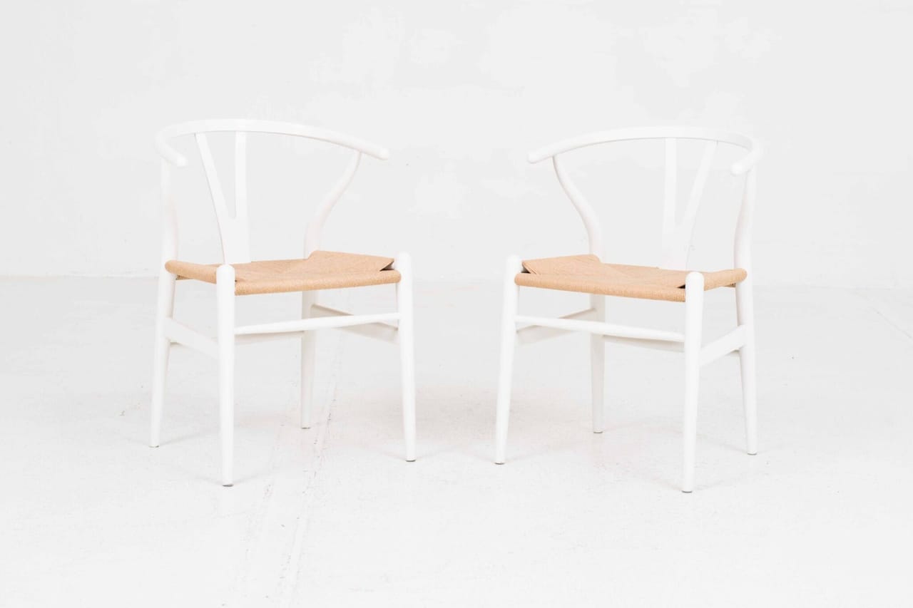Carl Hansen & Søn Wishbone Stuhl von Hans J. Wegner, Buche Weiss